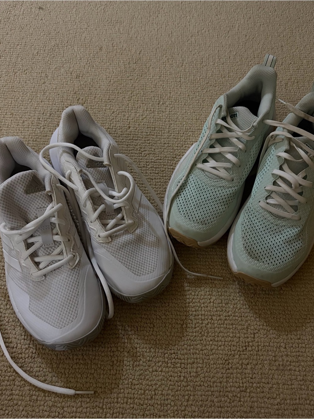 Women’s Athletic Sneakers - White and Light Mint